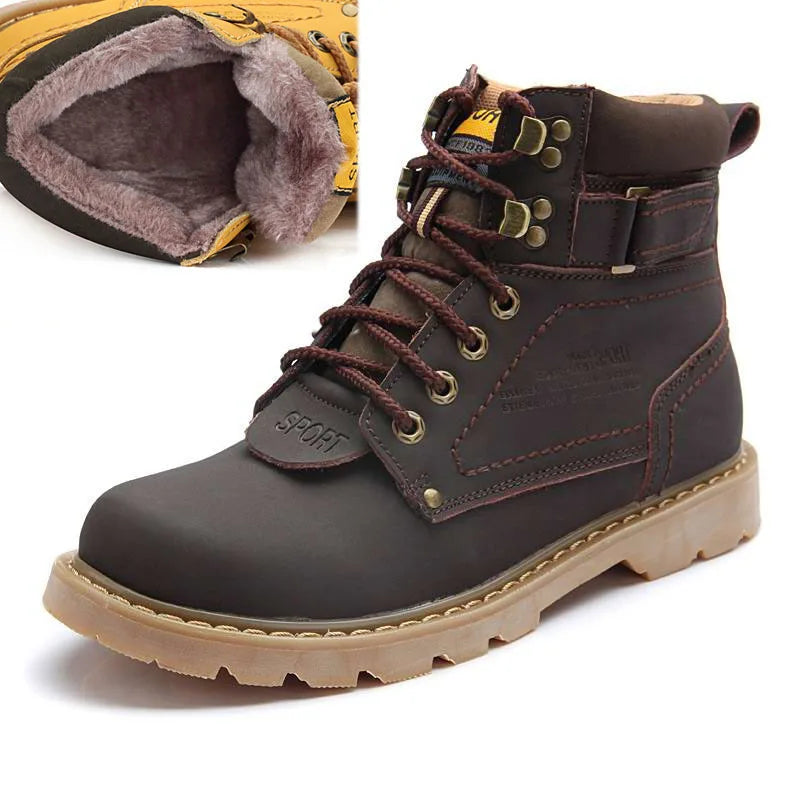 Genuine Leather Men's Winter Spring Ankle Treking Military Snow Yellow Tactical Boots Outdoor Footwear for Women Men Work Shoes