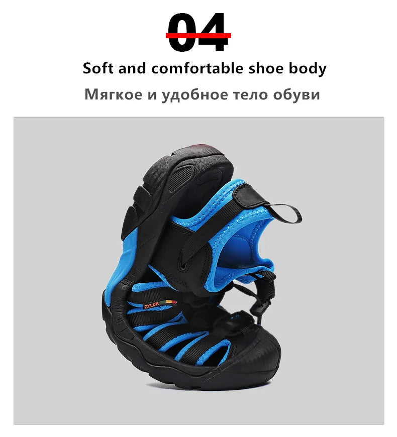 New Summer Genuine Leather Men Sandals Fashion Design Breathable Casual Shoes Men Soft Bottom Outdoor Beach Sandals Big Size 48 - Sun Studio