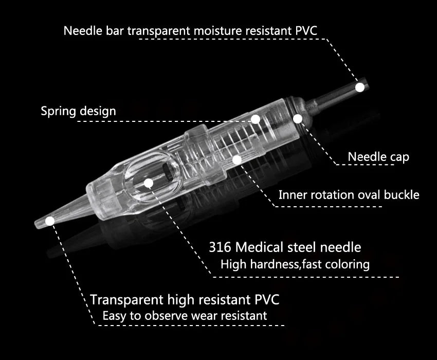 Tattoo Needles 1RL 100piece  Cartridge Needles  Disposable Sterilized Tattoo Permanent Makeup Needles Tips for Eyebrow lip 0.3mm - Sun Studio