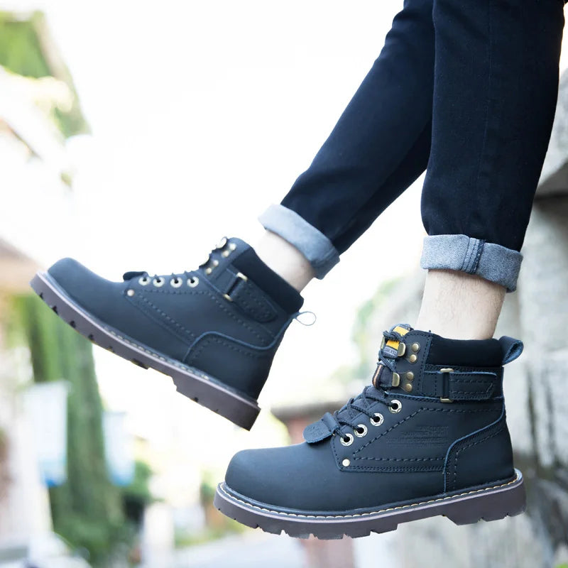 Genuine Leather Men's Winter Spring Ankle Treking Military Snow Yellow Tactical Boots Outdoor Footwear for Women Men Work Shoes