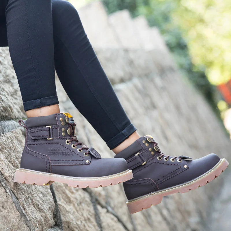 Genuine Leather Men's Winter Spring Ankle Treking Military Snow Yellow Tactical Boots Outdoor Footwear for Women Men Work Shoes