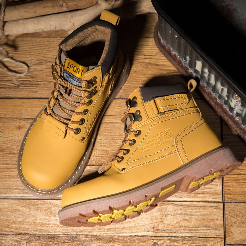 Genuine Leather Men's Winter Spring Ankle Treking Military Snow Yellow Tactical Boots Outdoor Footwear for Women Men Work Shoes