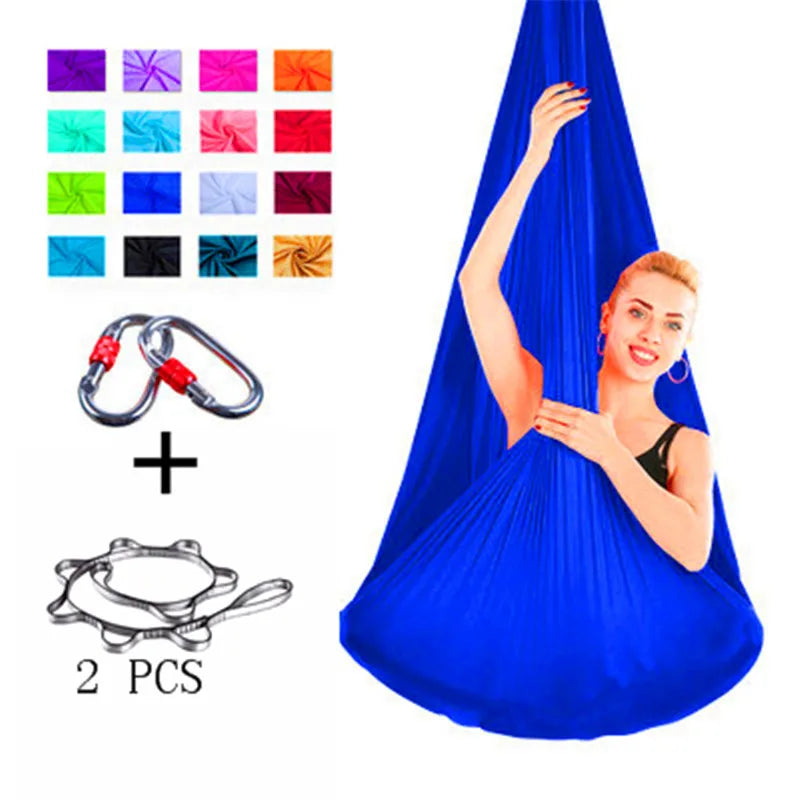 Stretch fabric Full set Flying-Aerial Yoga Hammock Fabric Swing Latest Multifunction Anti-gravity Yoga belts for yoga training - Sun Studio