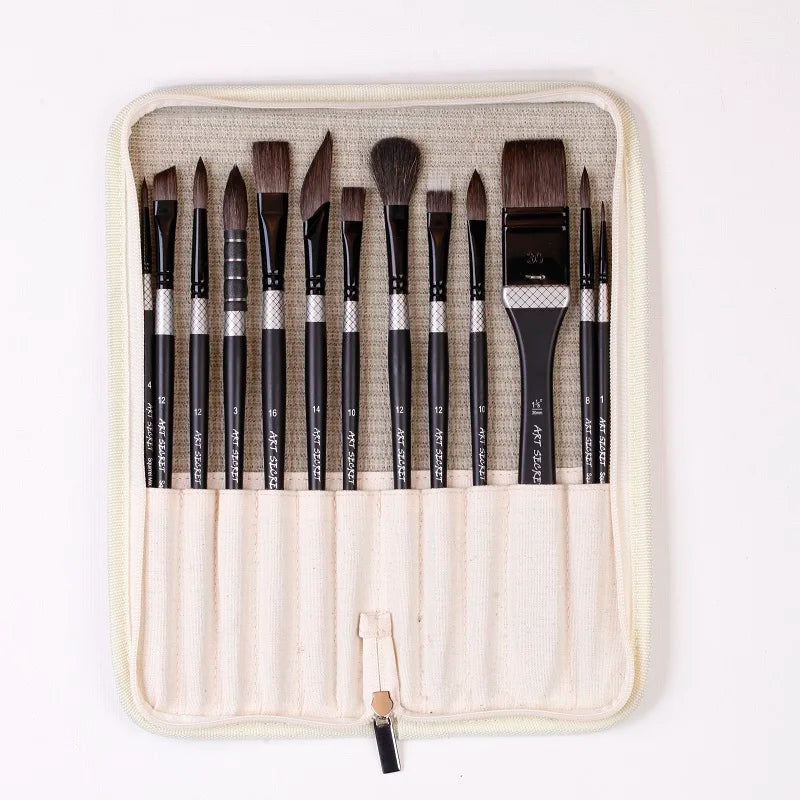 Artsecret New Arrival #940 Watercolor Painting Brush 13/Set Organic Blue Squirrel Horse Hair Fashion Wooden Handle Art Supplies - Sun Studio