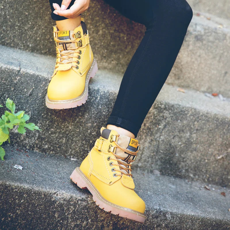 Genuine Leather Men's Winter Spring Ankle Treking Military Snow Yellow Tactical Boots Outdoor Footwear for Women Men Work Shoes