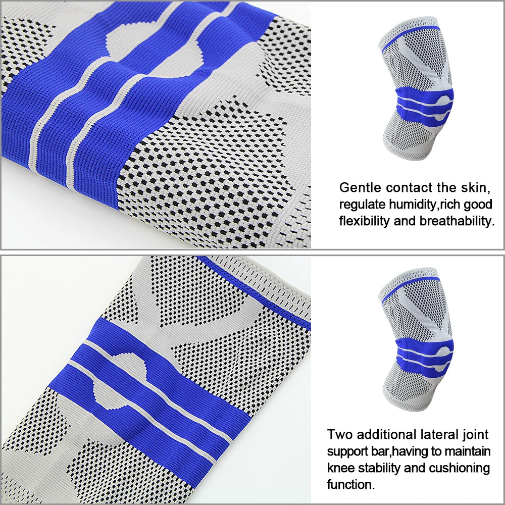 Knee Support Compression Sleeve with Side Stabilizers and Silicone Patella Gel Pad, Meniscus Tear, Arthritis Jogging, Brace - Sun Studio