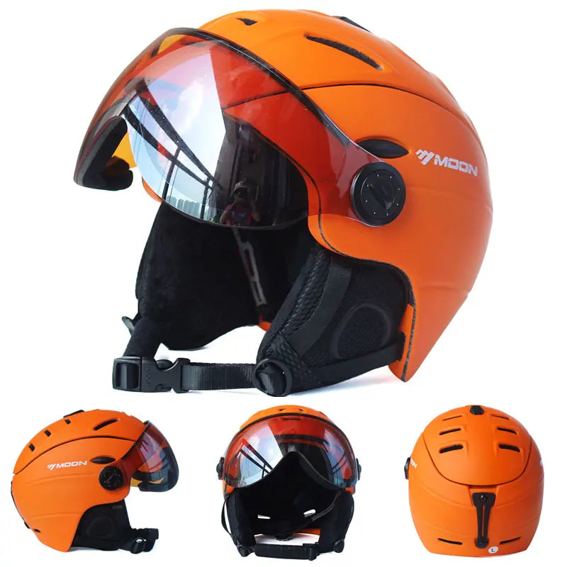 MOON Professional Half-covered Ski Helmet Integrally-molded Sports man women snow Skiing Snowboard Helmets  with Goggles cover - Sun Studio
