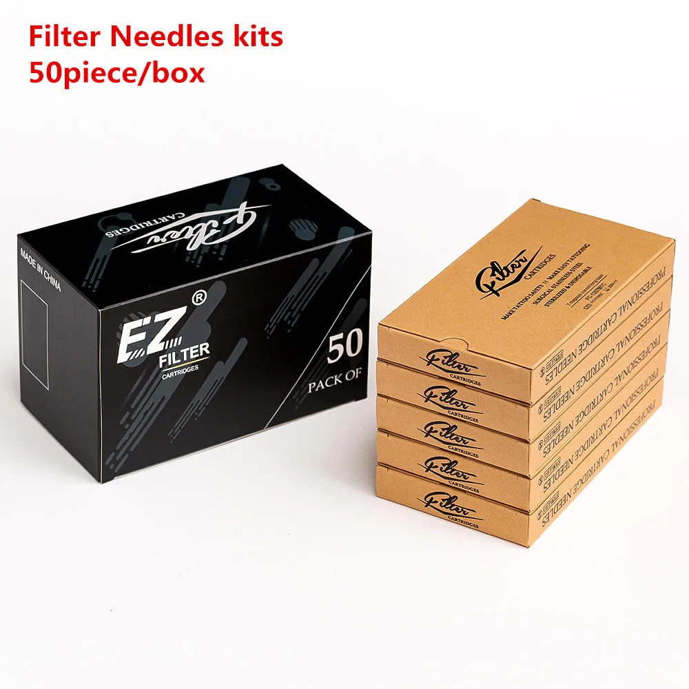 50Pcs Assorted FILTER Tattoo Cartridge Needles Mixed #10 #12 RL RS M1C M1 for Rotary Cartridge Tattoo Machine Pen Tattoo Girps - Sun Studio