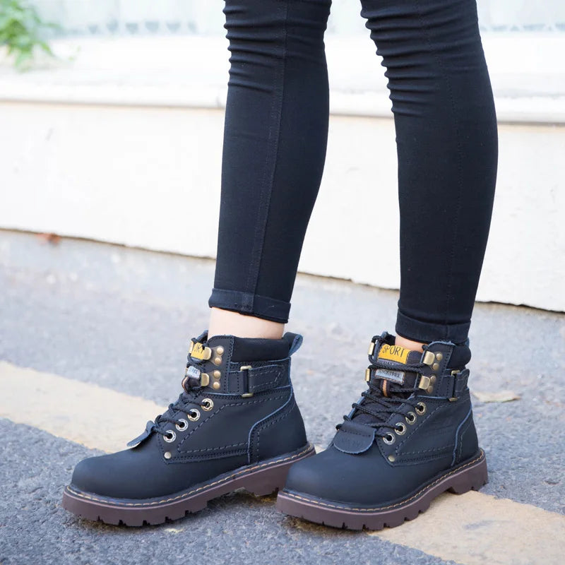 Genuine Leather Men's Winter Spring Ankle Treking Military Snow Yellow Tactical Boots Outdoor Footwear for Women Men Work Shoes