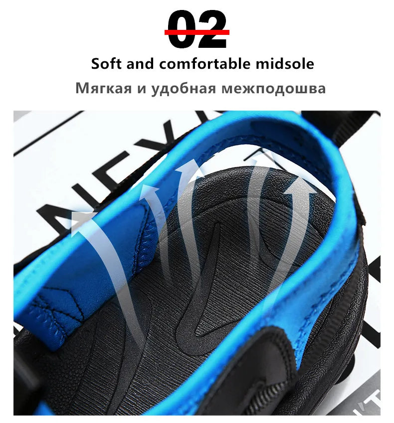 New Summer Genuine Leather Men Sandals Fashion Design Breathable Casual Shoes Men Soft Bottom Outdoor Beach Sandals Big Size 48 - Sun Studio
