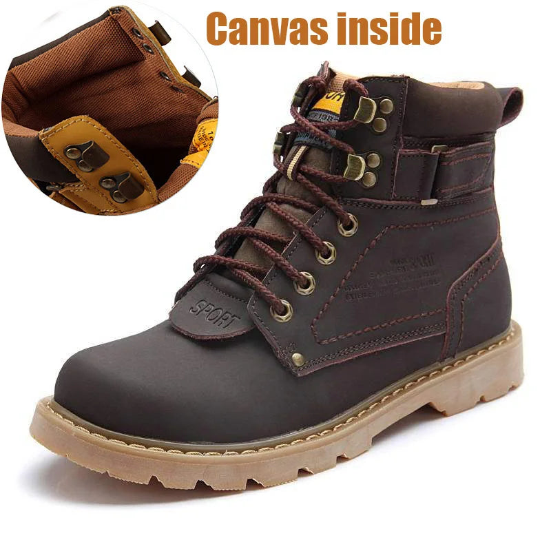 Genuine Leather Men's Winter Spring Ankle Treking Military Snow Yellow Tactical Boots Outdoor Footwear for Women Men Work Shoes