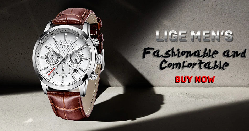 LIGE 2026 Watch Men Fashion Sports Quartz Clocks Mens Watches Top Brand Leather Military Waterproof Date Watch Relogio Masculino - Sun Studio