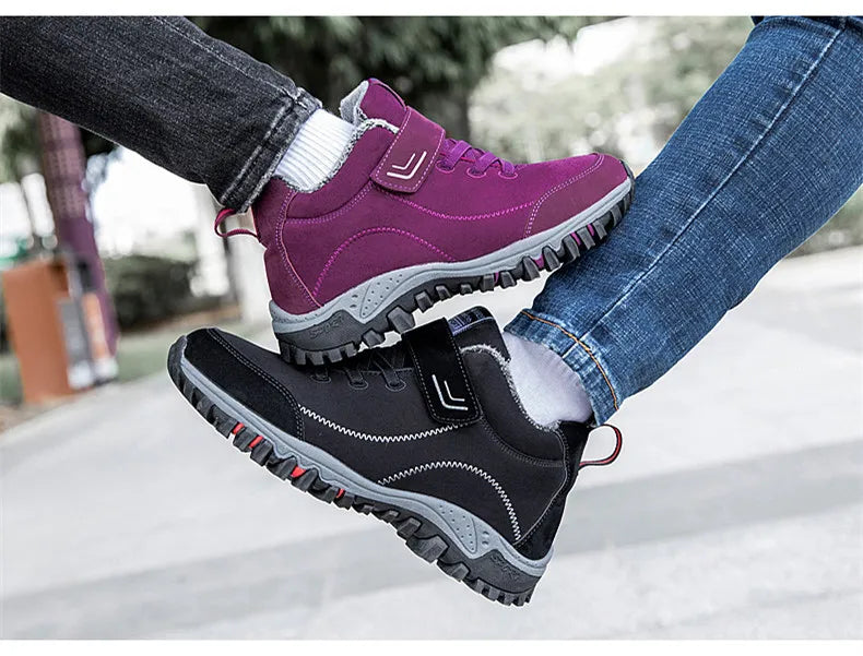 Brand Winter Men Suede Work Shoes Fur Warm Ankle Boots Outdoor Non-slip Men's Boots Men Waterproof Snow Boots Big Size 36-48 - Sun Studio