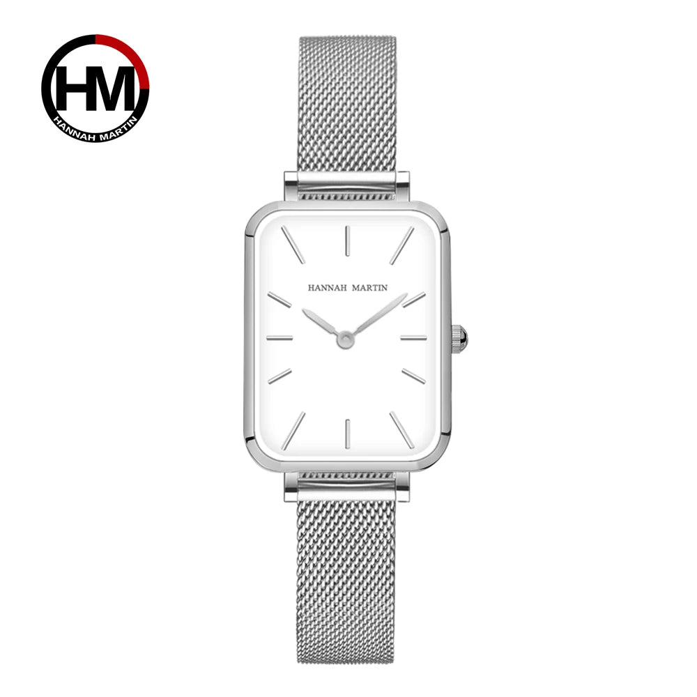 Rectangle Ultrathin Nordic Simple Style Japan Quartz Movement Fashion Stainless Steel Mesh Silvery Bracelet Belt Ladies Watches - Sun Studio