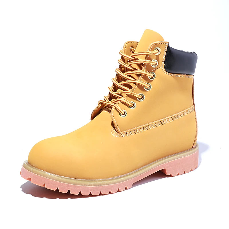 Genuine Leather Men's Winter Spring Ankle Treking Military Snow Yellow Tactical Boots Outdoor Footwear for Women Men Work Shoes
