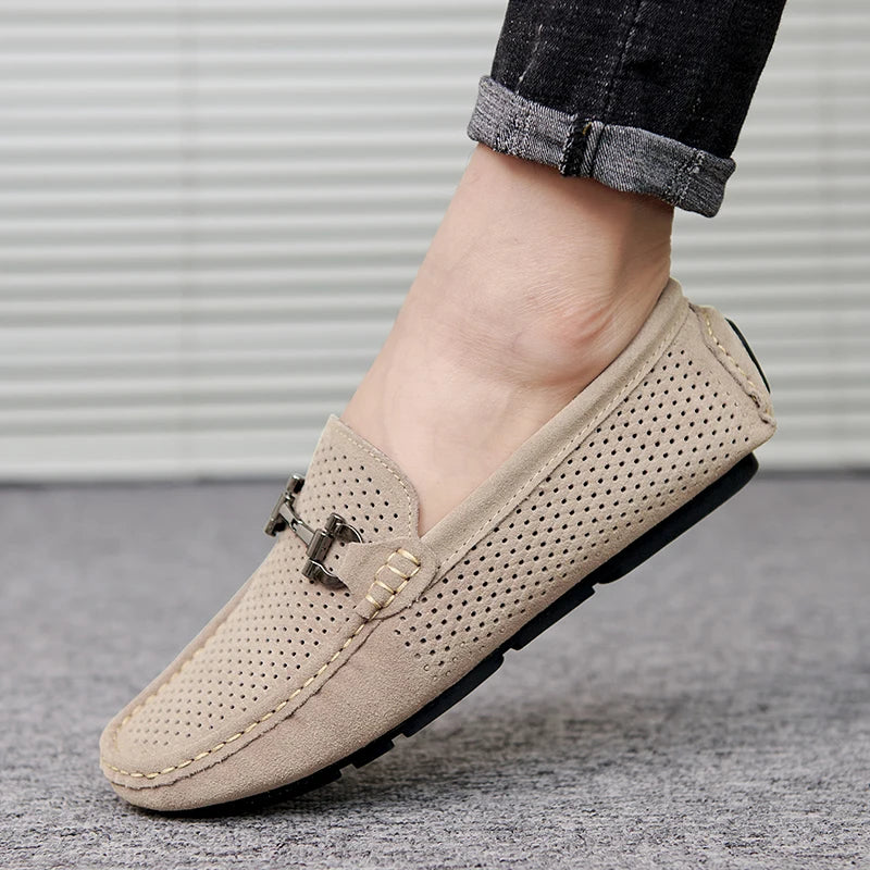Size 38-45 Breathable Suede Leather Loafers Men Hot Sale Flat Men's Shoes Classic Driving Shoes Fashion Casual Summer Moccasins - Sun Studio
