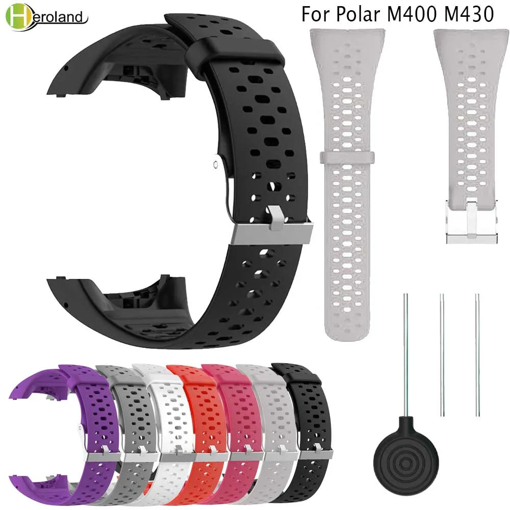 Wristband Strap For Polar M400 M430 GPS Running Sports SmartWatch band Replacement watchband Bracelet watches Strap With Tool - Sun Studio