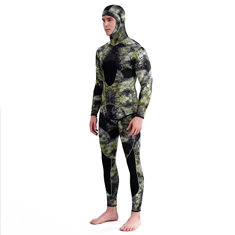Camouflage SCR Neoprene 3mm Swim Wetsuits Men's Diving Suit Split Scuba Snorkel Swimsuit Spearfishing Surfing Jumpsuit Equipment - Sun Studio