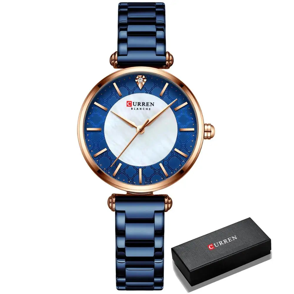 Watches Women CURREN Top Brand Fashion Thin Quartz Wristwatch with Charming Stainless Steel Bracelet часы женские наручные - Sun Studio