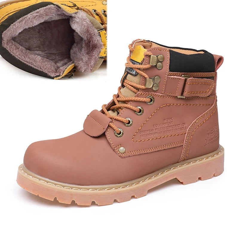 Genuine Leather Men's Winter Spring Ankle Treking Military Snow Yellow Tactical Boots Outdoor Footwear for Women Men Work Shoes