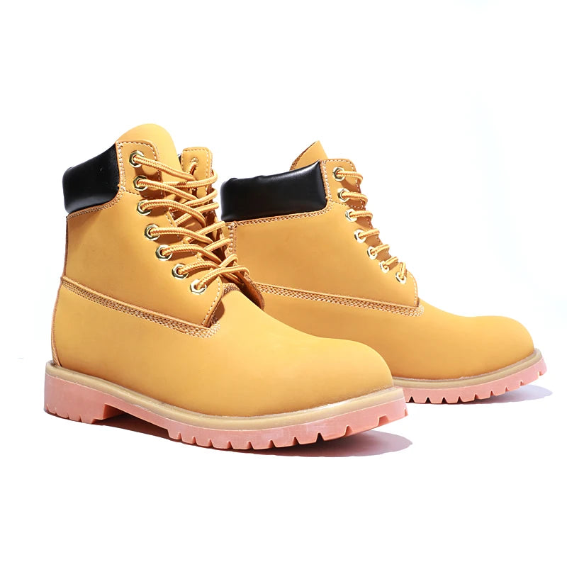 Genuine Leather Men's Winter Spring Ankle Treking Military Snow Yellow Tactical Boots Outdoor Footwear for Women Men Work Shoes