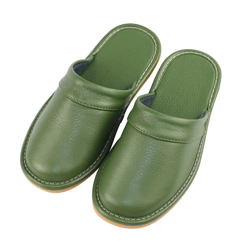 Classic PU Leather Slippers Male Indoor Unisex Shoes Men 2021 Fashion Man Leather Shoes Home Slippers Waterproof Man House Shoes - Sun Studio