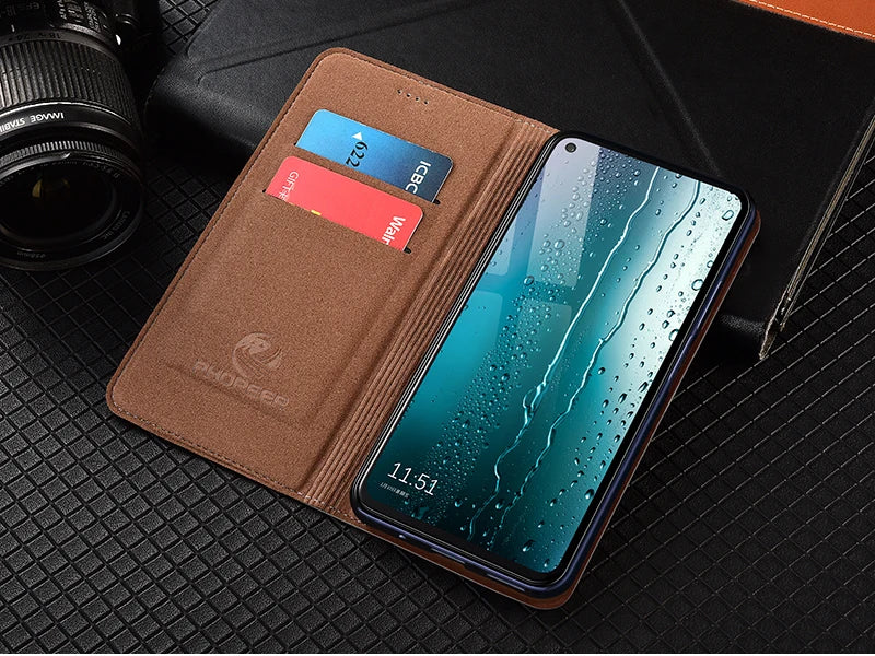 Magnetic Genuine Leather Skin Flip Wallet Book Phone Case Cover On For Infinix Hot Note 30 40 50 50i 60 Pro Plus 4G 5G Note60 - Sun Studio