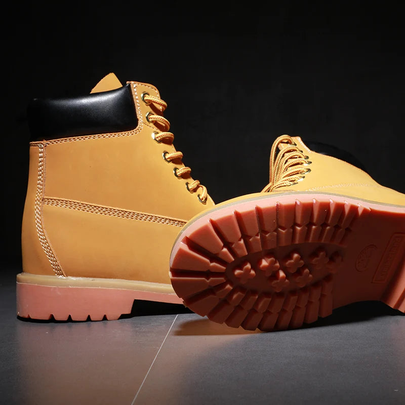 Genuine Leather Men's Winter Spring Ankle Treking Military Snow Yellow Tactical Boots Outdoor Footwear for Women Men Work Shoes - Sun Studio