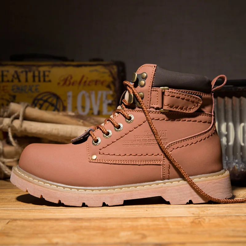 Genuine Leather Men's Winter Spring Ankle Treking Military Snow Yellow Tactical Boots Outdoor Footwear for Women Men Work Shoes