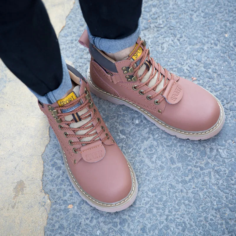 Genuine Leather Men's Winter Spring Ankle Treking Military Snow Yellow Tactical Boots Outdoor Footwear for Women Men Work Shoes