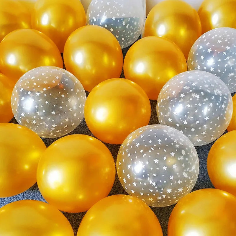 20pcs 12 inch Latex Balloon Set Star Clear Pink Gold Balloons Wedding Decoration Baby Shower Birthday Party Supplies Home Decor - Sun Studio