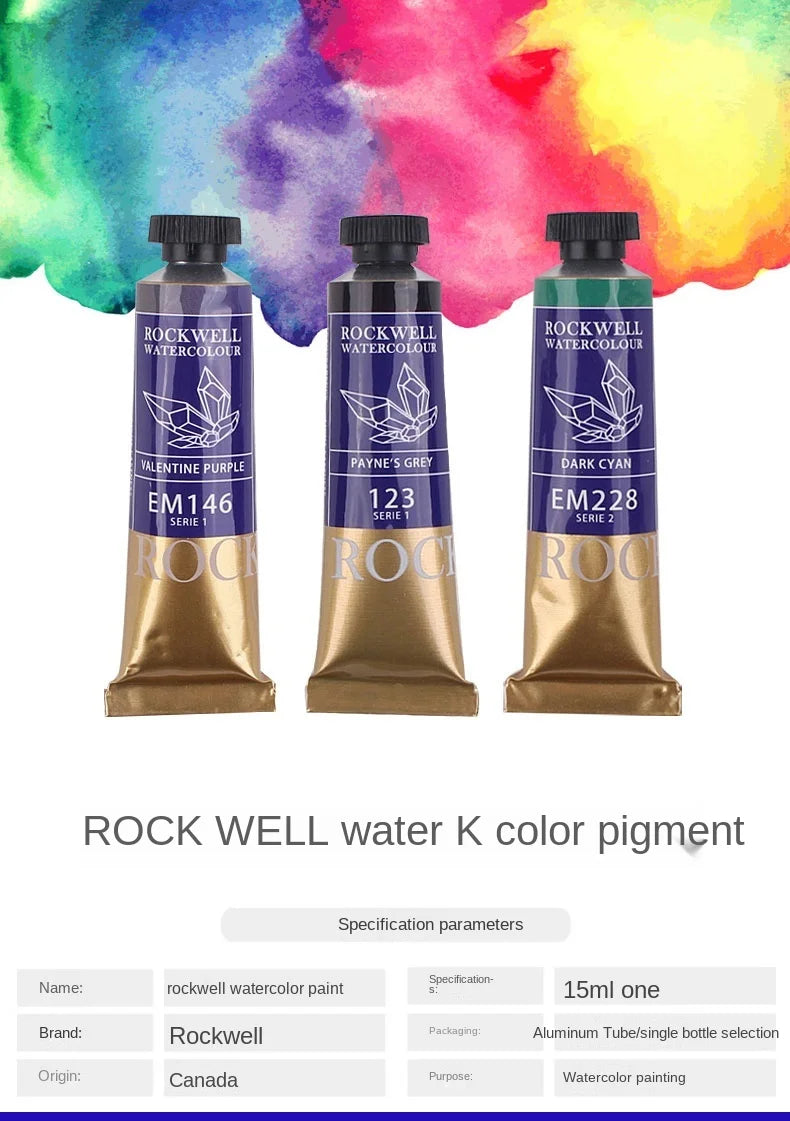 Canadian rockwell Mineral watercolor paint 15ml 45 colors Acuarelas palette school supplies - Sun Studio