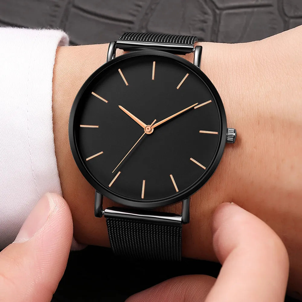 Men Watch Luxury Top Brand Quartz Watches Business Simple Ultra Thin Mesh Wristwatch Men's Clock Reloj Hombre Montre Homme - Sun Studio