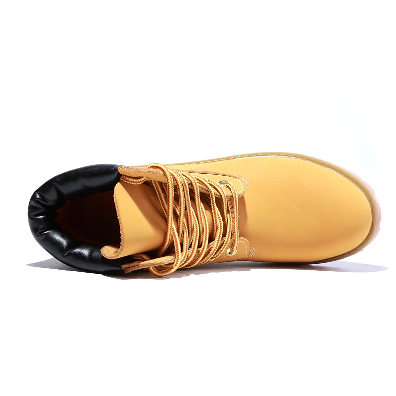 Genuine Leather Men's Winter Spring Ankle Treking Military Snow Yellow Tactical Boots Outdoor Footwear for Women Men Work Shoes - Sun Studio