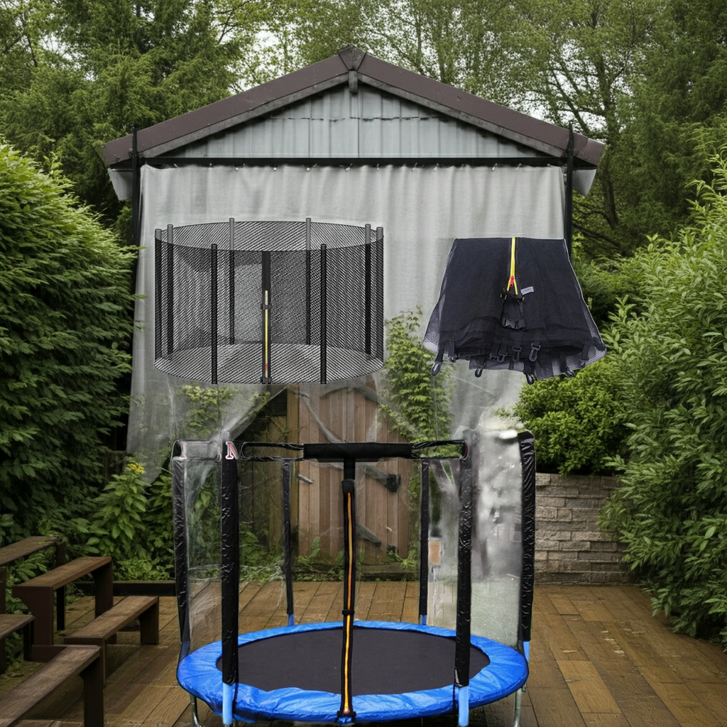(Only Net, No Pole) Trampoline Safety Net Enclosure Netting Protection Replacement for 6/8/10/12Ft Trampoline Frames w/ Zipper - Sun Studio