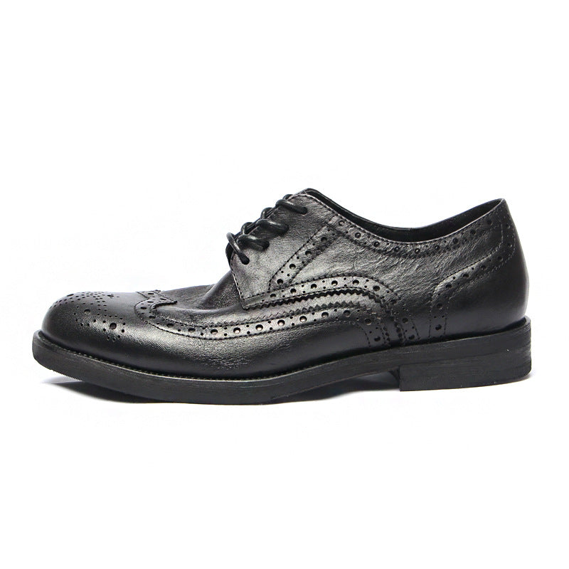 Genuine leather Men Formal Shoes Handcrafted Men Brogue Dress Shoes Classic Business Mens Oxford Shoes Luxury leather footwear - Sun Studio