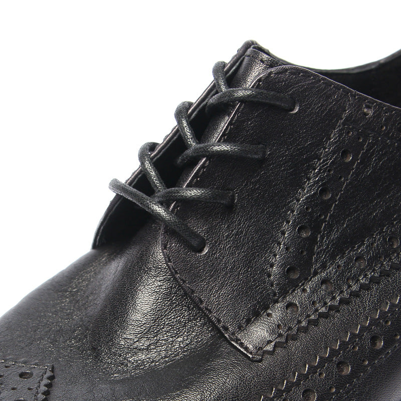 Genuine leather Men Formal Shoes Handcrafted Men Brogue Dress Shoes Classic Business Mens Oxford Shoes Luxury leather footwear - Sun Studio