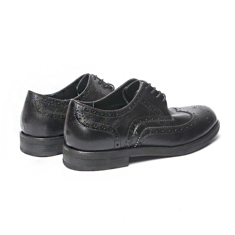 Genuine leather Men Formal Shoes Handcrafted Men Brogue Dress Shoes Classic Business Mens Oxford Shoes Luxury leather footwear - Sun Studio