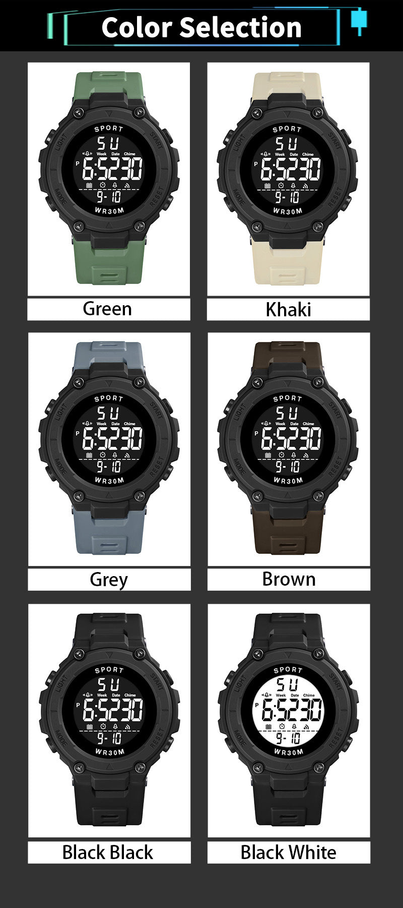 Men's Sports Watches Luxury Digital Watch Stopwatch Luminous Date Week Multifunction Fitness Electronic Wristwatch Reloj Hombre - Sun Studio