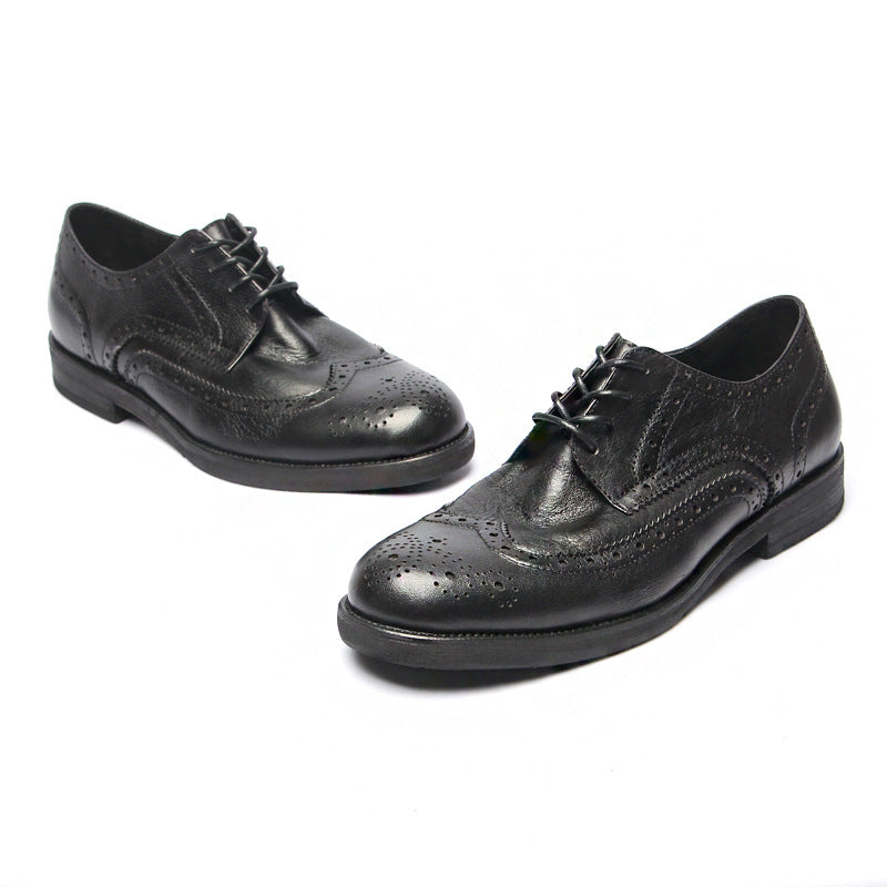 Genuine leather Men Formal Shoes Handcrafted Men Brogue Dress Shoes Classic Business Mens Oxford Shoes Luxury leather footwear - Sun Studio