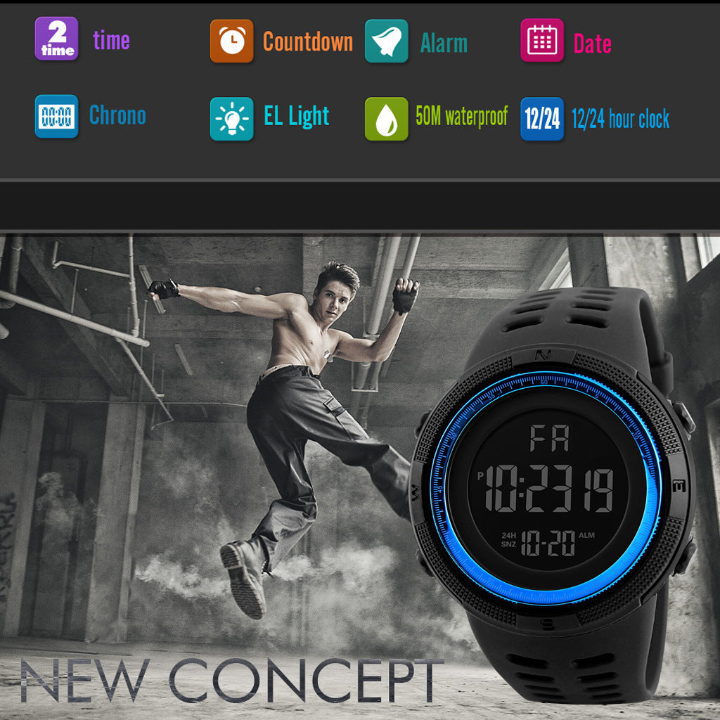 Men's Sports Watches Luxury Digital Watch Stopwatch Luminous Date Week Multifunction Fitness Electronic Wristwatch Reloj Hombre