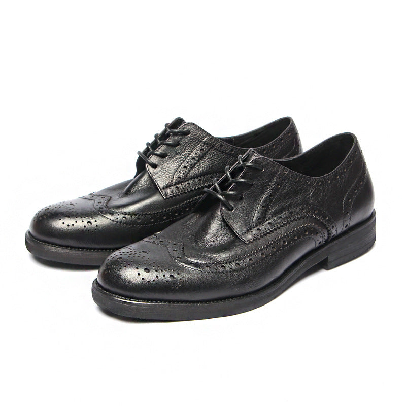 Genuine leather Men Formal Shoes Handcrafted Men Brogue Dress Shoes Classic Business Mens Oxford Shoes Luxury leather footwear - Sun Studio