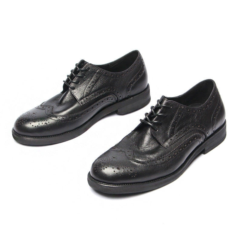 Genuine leather Men Formal Shoes Handcrafted Men Brogue Dress Shoes Classic Business Mens Oxford Shoes Luxury leather footwear - Sun Studio