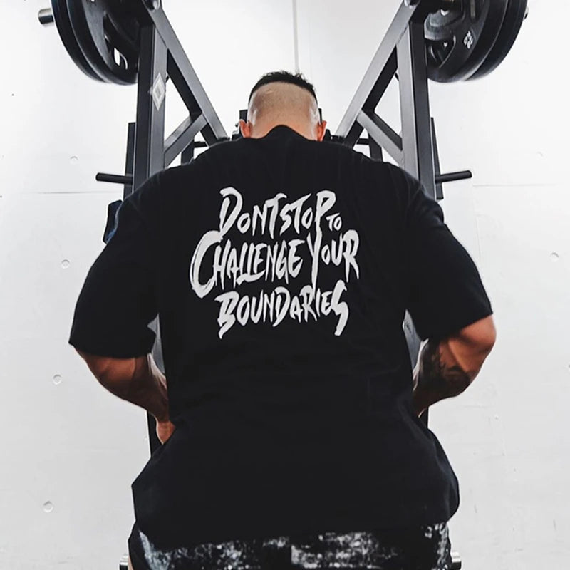 Gym Fitness Shirt Men Running Sport Loose T-shirt Short Sleeve Cotton Tee Tops Summer Male Bodybuilding Training Workout Apparel - Sun Studio