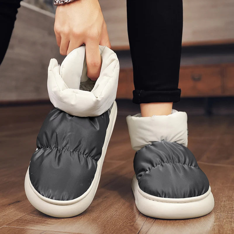 Outdoor Plush Warm Men's Snow Boots Winter Couple Cotton Shoes Down Non-Slip Waterproof Fashion Kids Shoes Slip on Soft Sneakers - Sun Studio