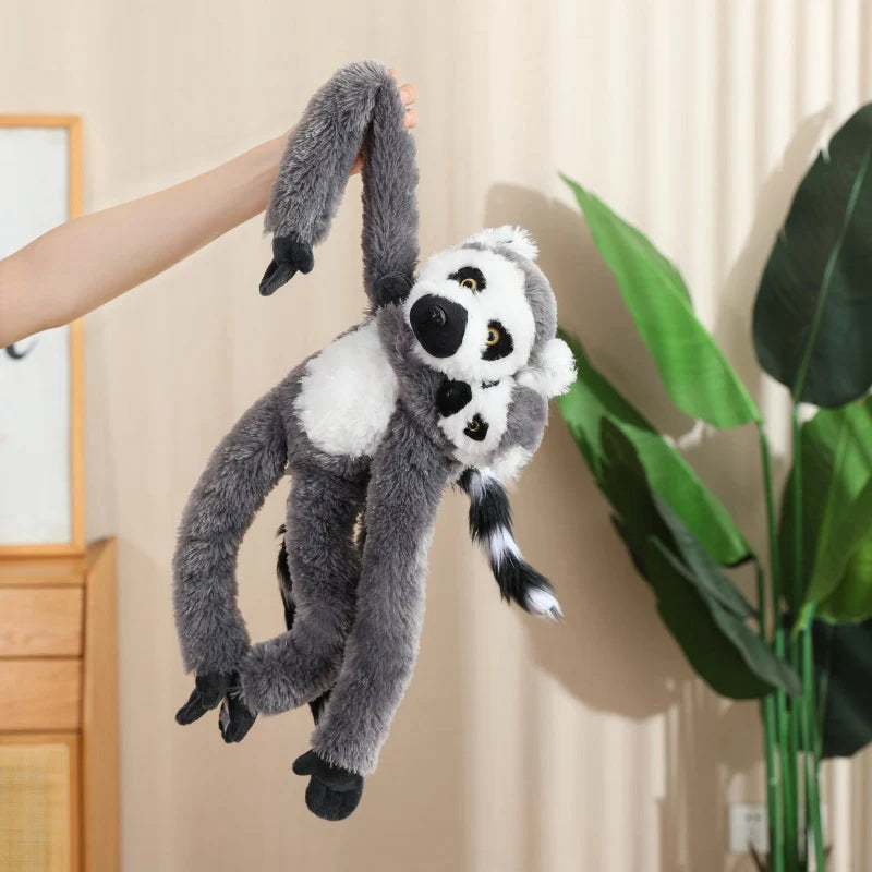 Cartoon Punch Monkey Plush Doll Brown Chimpanze Mom And Black Monkey Baby Together Animal Stuffed Doll Home Decor Gift For Kids