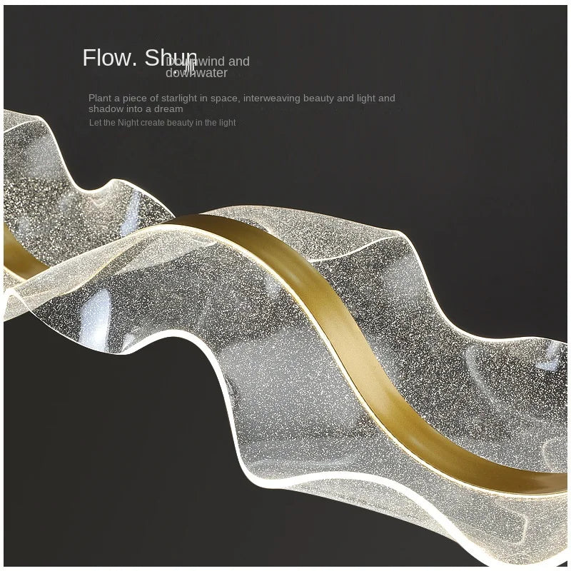 Nordic Designer Wave LED Pendant Lights Acrylic Dimmable for Table Dining Living Room Kitchen Chandelier Home Decor Lamp Fixture - Sun Studio
