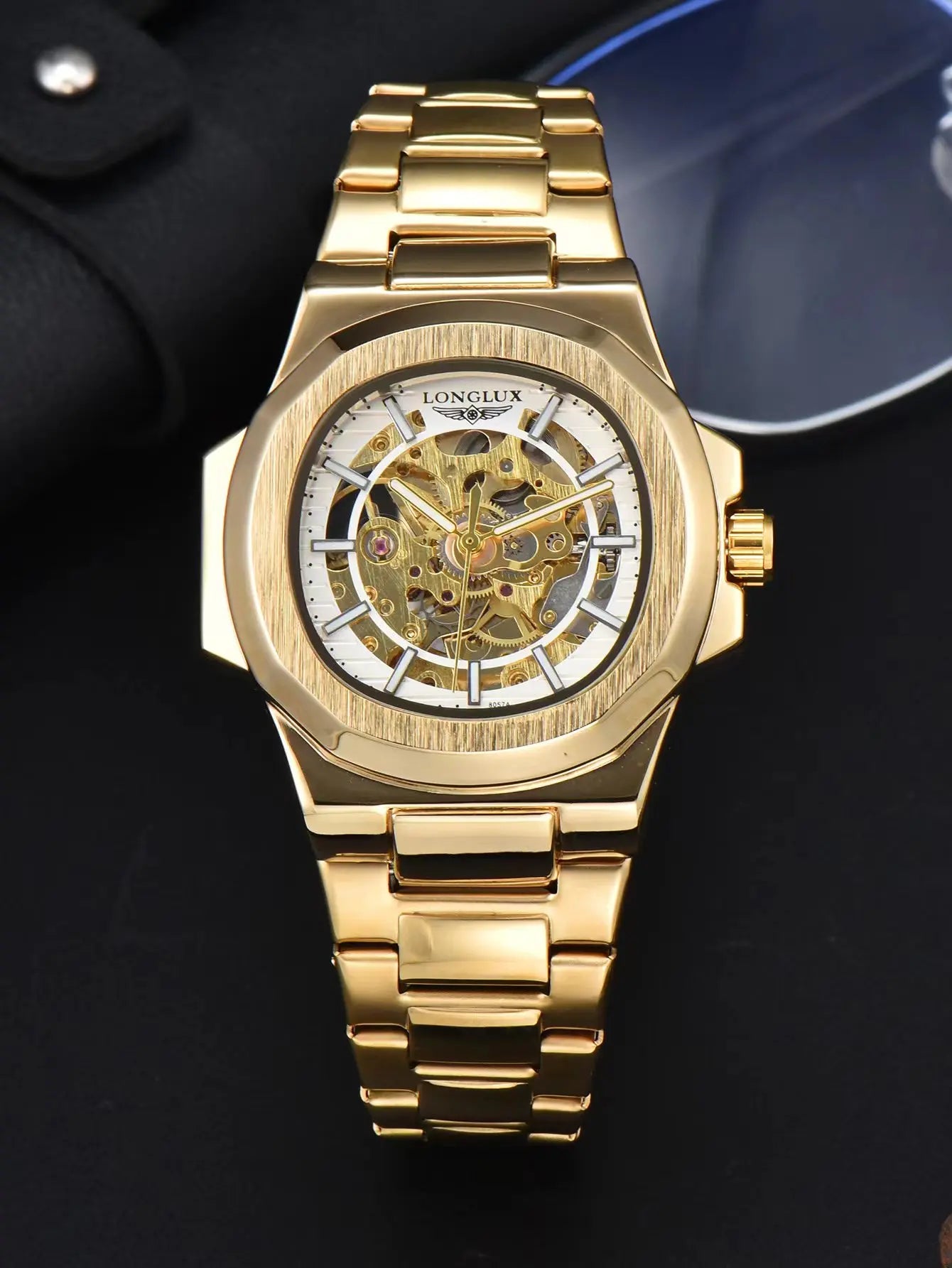 LONGLUX Men automatic mechanical watch luxury watches waterproof skeleton business cheap wholesale stainless steel gift watch - Sun Studio