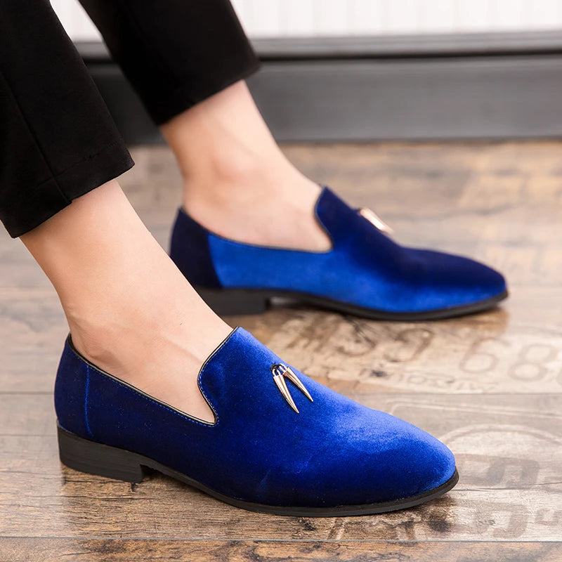 Fashion Party and Wedding Handmade Men Loafers Men Velvet Shoes Leaves and Gold Buckle Men Dress Shoe Men's Flats Zapatos Hombre - Sun Studio