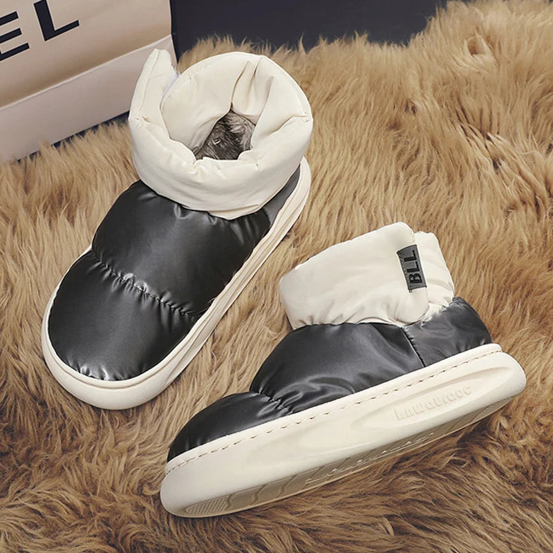 Outdoor Plush Warm Men's Snow Boots Winter Couple Cotton Shoes Down Non-Slip Waterproof Fashion Kids Shoes Slip on Soft Sneakers - Sun Studio